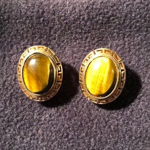 Tiger eye pierced earrings